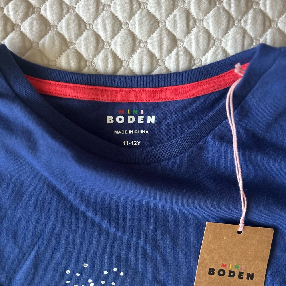 Boden Kids Long Sleeve Shirt with Santa Rocket Design - Picture 2 of 2
